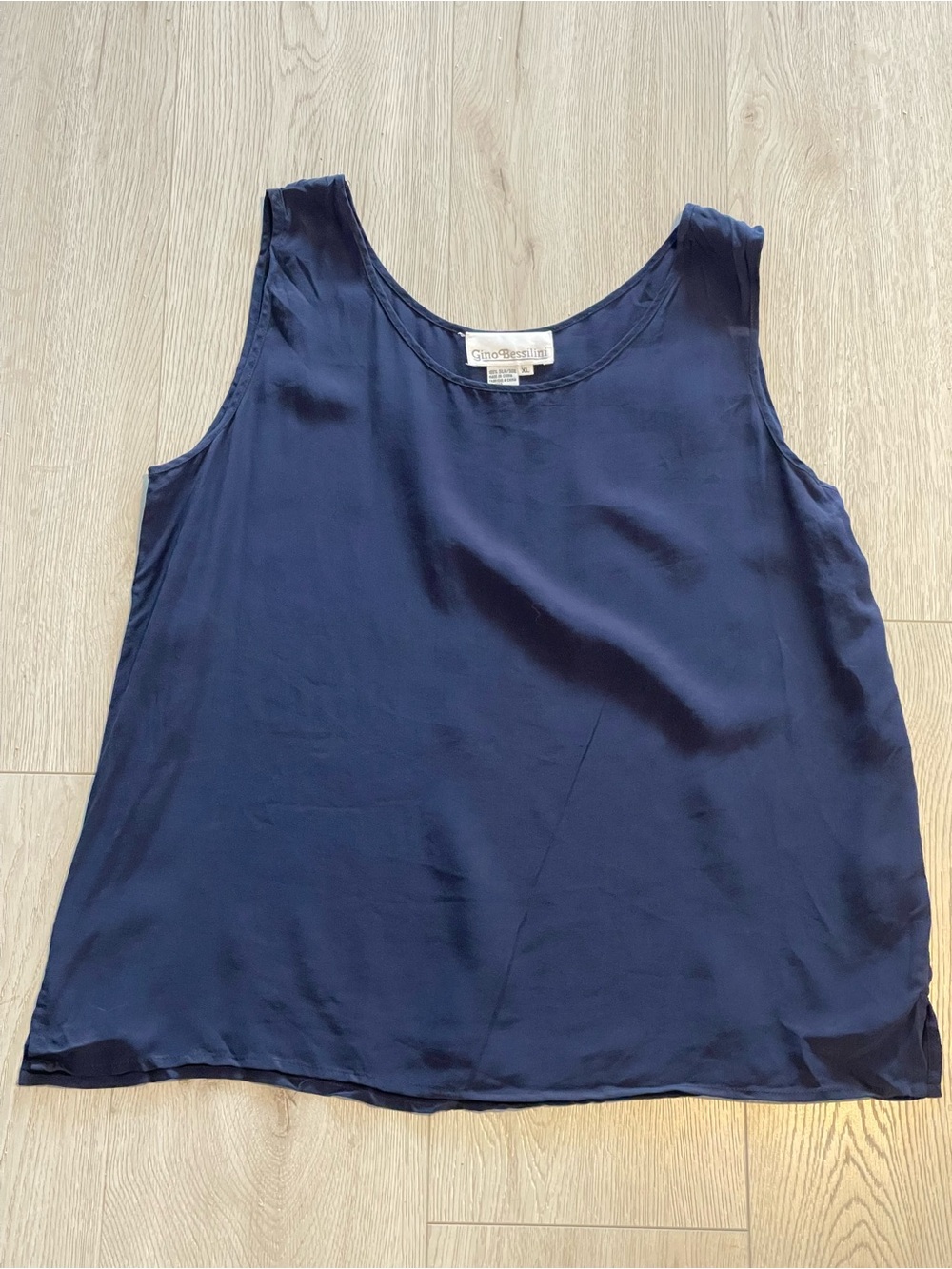 Vintage Gino Bessilini 100% Silk Camisole Tank Top - Navy Blue